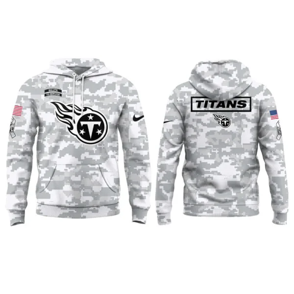 Tennessee Titans 2025 Salute to Service Club Fleece Pullover Arctic Camo Hoodie - Image 2