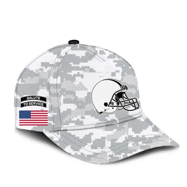 Cleveland Browns 2025 Salute to Service Club Fleece Pullover Arctic Camo Hoodie - Image 2