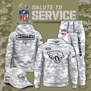 Jacksonville Jaguars 2025 Salute to Service Club Fleece Pullover Arctic Camo Hoodie
