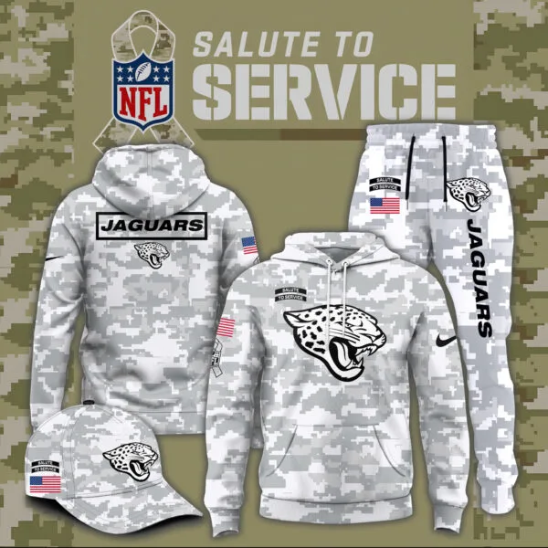 Jacksonville Jaguars 2025 Salute to Service Club Fleece Pullover Arctic Camo Hoodie