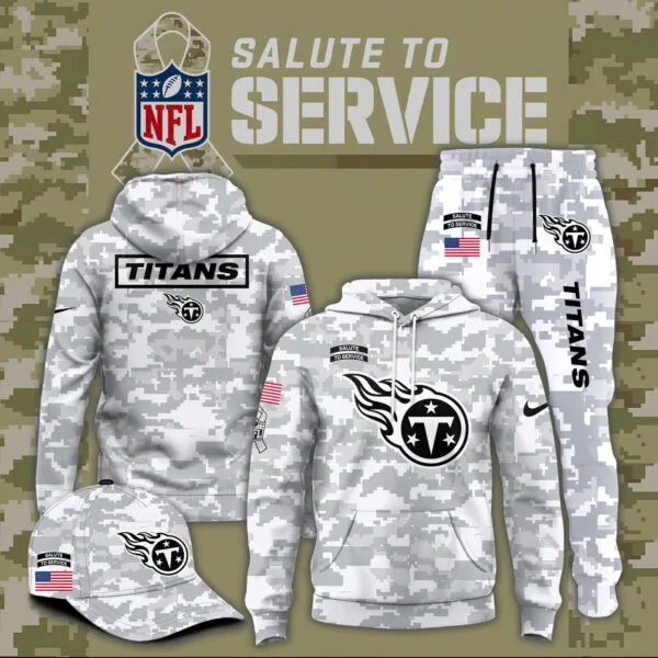 Tennessee Titans 2025 Salute to Service Club Fleece Pullover Arctic Camo Hoodie