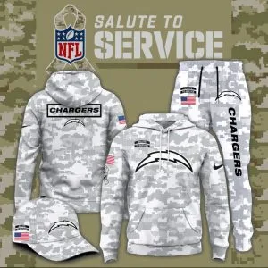 Los Angeles Chargers 2025 Salute to Service Club Fleece Pullover Arctic Camo Hoodie