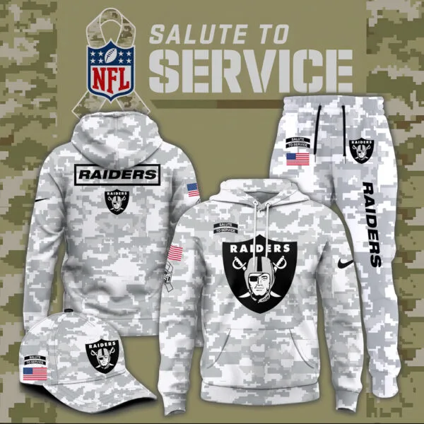 Las Vegas Raiders 2025 Salute to Service Club Fleece Pullover Arctic Camo Hoodie