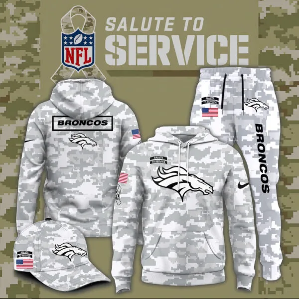 Denver Broncos 2025 Salute to Service Club Fleece Pullover Arctic Camo Hoodie