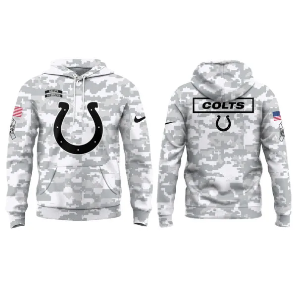 Indianapolis Colts 2025 Salute to Service Club Fleece Pullover Arctic Camo Hoodie - Image 2