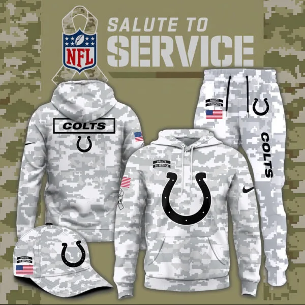 Indianapolis Colts 2025 Salute to Service Club Fleece Pullover Arctic Camo Hoodie