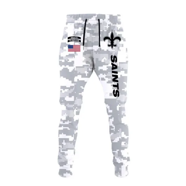 New Orleans Saints 2025 Salute to Service Club Fleece Pullover Arctic Camo Hoodie - Image 3