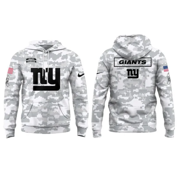 New York Giants 2025 Salute to Service Club Fleece Pullover Arctic Camo Hoodie - Image 2