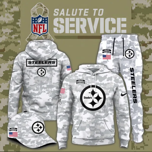 Pittsburgh Steelers 2025 Salute to Service Club Fleece Pullover Arctic Camo Hoodie