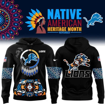 Detroit Lions Football Nike 2025 Native American Heritage Month Premium Limited Pullover Hoodie Collection