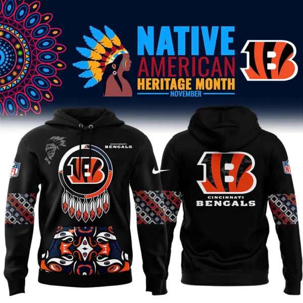 Cincinnati Bengals Football Nike 2025 Native American Heritage Month Premium Limited Pullover Hoodie Collection