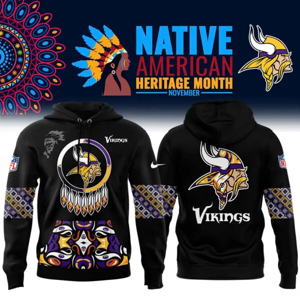 Minnesota Vikings Football Nike 2025 Native American Heritage Month Premium Limited Pullover Hoodie Collection