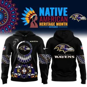 Baltimore Ravens Football Nike 2025 Native American Heritage Month Premium Limited Pullover Hoodie Collection