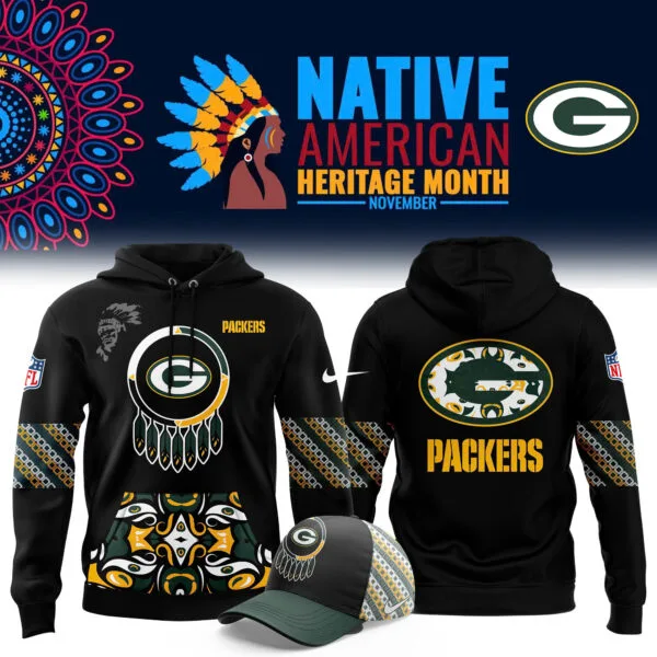Green Bay Packers Football Nike 2025 Native American Heritage Month Premium Limited Pullover Hoodie Collection
