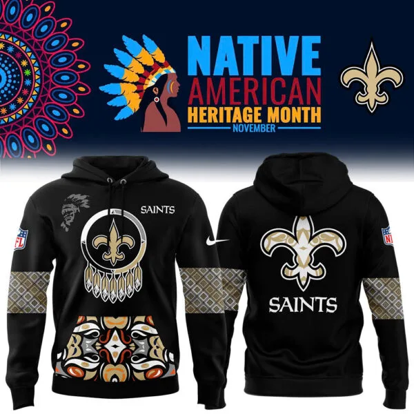 New Orleans Saints Football Nike 2025 Native American Heritage Month Premium Limited Pullover Hoodie Collection