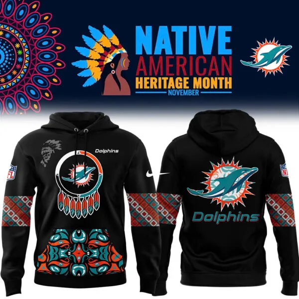 Miami Dolphins Football Nike 2025 Native American Heritage Month Premium Limited Pullover Hoodie Collection