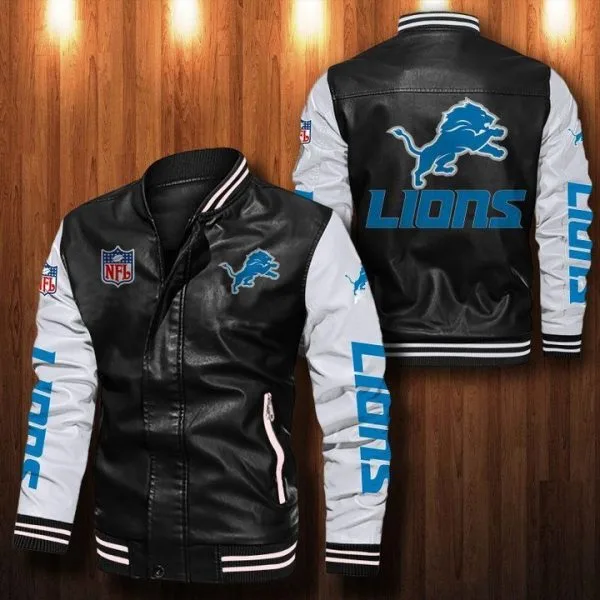 Detroit Lions Leather Jacket AT35