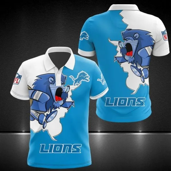 Detroit Lions Polo T-Shirt Full Size JR29