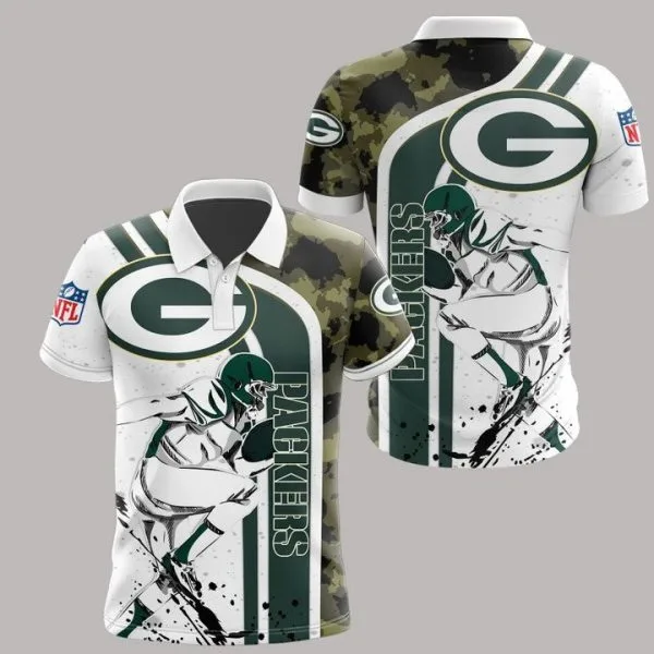 Green Bay Packers Polo T-Shirt Full Size LE26