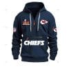 Special Limited Edition - Half Zipper Hoodie - Super Bowl Lix X Kansas City Chiefs - Navy Blue