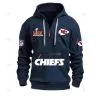 Special Limited Edition - Half Zipper Hoodie - Super Bowl Lix X Kansas City Chiefs - Navy Blue