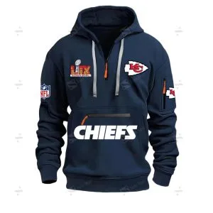 Special Limited Edition - Half Zipper Hoodie - Super Bowl Lix X Kansas City Chiefs - Navy Blue