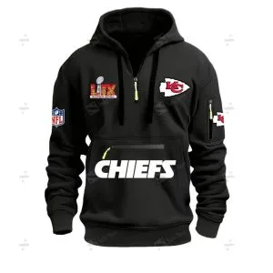 Special Limited Edition - Half Zipper Hoodie - Super Bowl Lix X Kansas City Chiefs - Black
