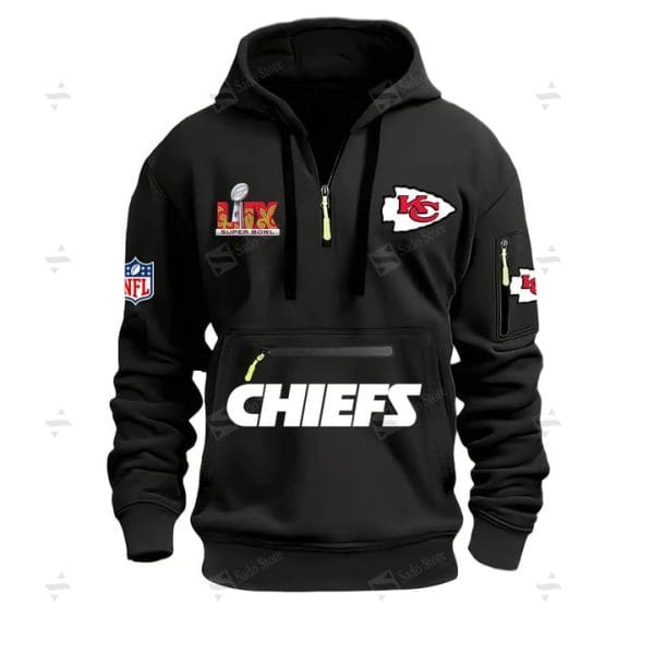 Special Limited Edition - Half Zipper Hoodie - Super Bowl Lix X Kansas City Chiefs - Black