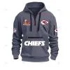 Special Limited Edition - Half Zipper Hoodie - Super Bowl Lix X Kansas City Chiefs - Drak Gray