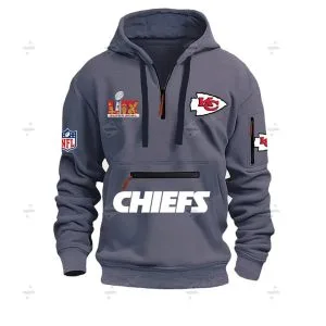 Special Limited Edition - Half Zipper Hoodie - Super Bowl Lix X Kansas City Chiefs - Drak Gray