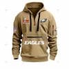 Special Limited Edition - Half Zipper Hoodie - Super Bowl Lix X Philadelphia Eagles - Khaki