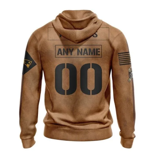 New England Patriots  Salute To Service Club Pullover Hoodie - Brown - Image 2
