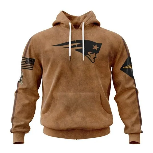 New England Patriots  Salute To Service Club Pullover Hoodie - Brown