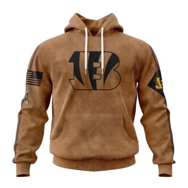 Cincinnati Bengals  Salute To Service Club Pullover Hoodie - Brown