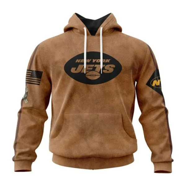 New York Jets  Salute To Service Club Pullover Hoodie - Brown