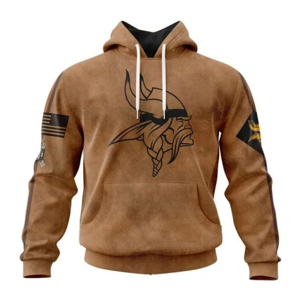 Minnesota Vikings  Salute To Service Club Pullover Hoodie - Brown