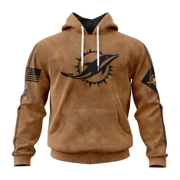 Miami Dolphins  Salute To Service Club Pullover Hoodie - Brown
