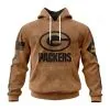 Green Bay Packers  Salute To Service Club Pullover Hoodie - Brown