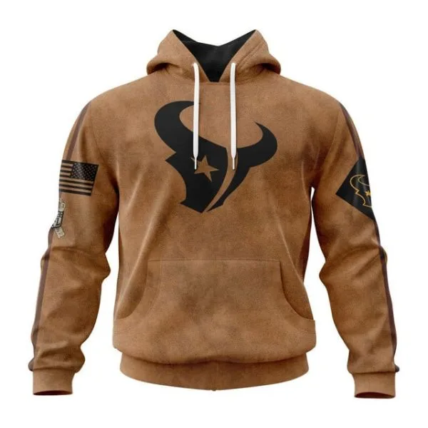 Houston Texans  Salute To Service Club Pullover Hoodie - Brown
