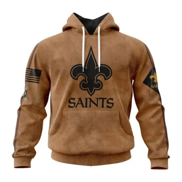 New Orleans Saints  Salute To Service Club Pullover Hoodie - Brown