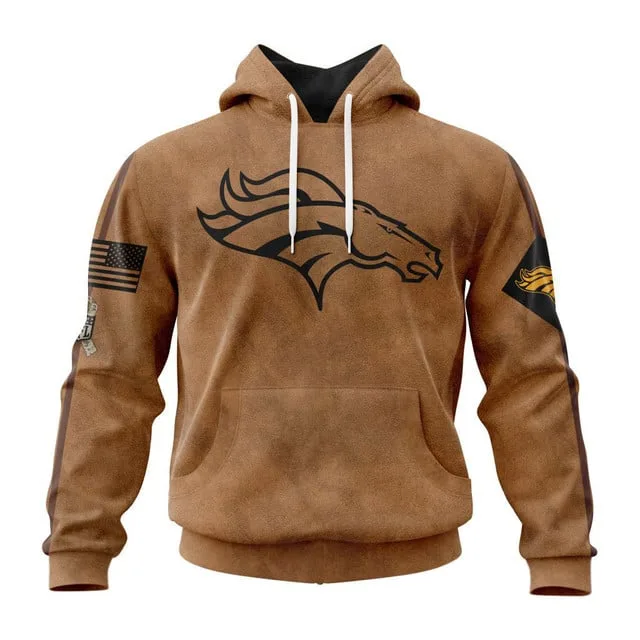 Denver Broncos  Salute To Service Club Pullover Hoodie - Brown