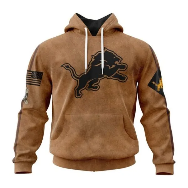 Detroit Lions  Salute To Service Club Pullover Hoodie - Brown