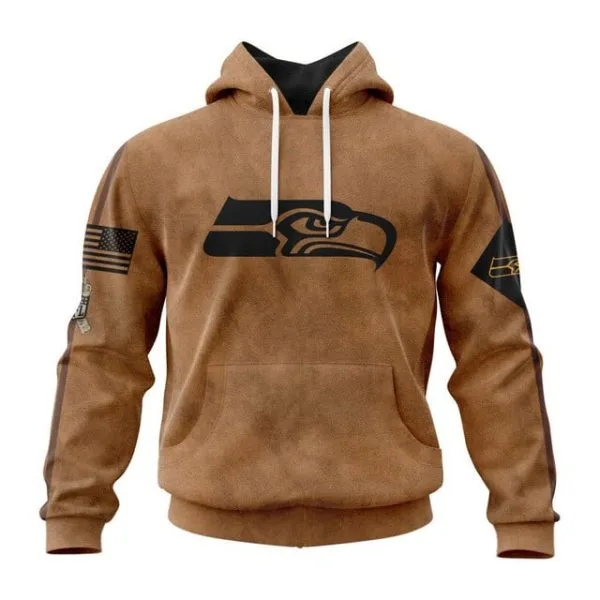 Seattle Seahawks  Salute To Service Club Pullover Hoodie - Brown