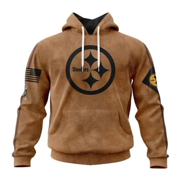 Pittsburgh Steelers  Salute To Service Club Pullover Hoodie - Brown