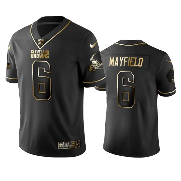Browns #6 Baker Mayfield Men's Stitched NFL Vapor Untouchable Limited Black Golden Jersey - Custom Name