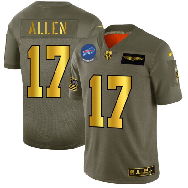 Buffalo Bills #17 Josh Allen NFL Men's Nike Olive Gold 2019 Salute to Service Limited Jersey - Custom Name