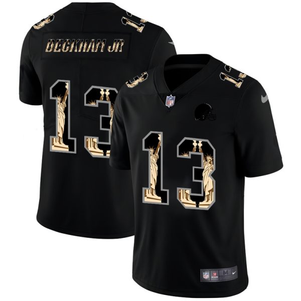 Cleveland Browns #13 Odell Beckham Jr Carbon Black Vapor Statue Of Liberty Limited NFL Jersey - Custom Name