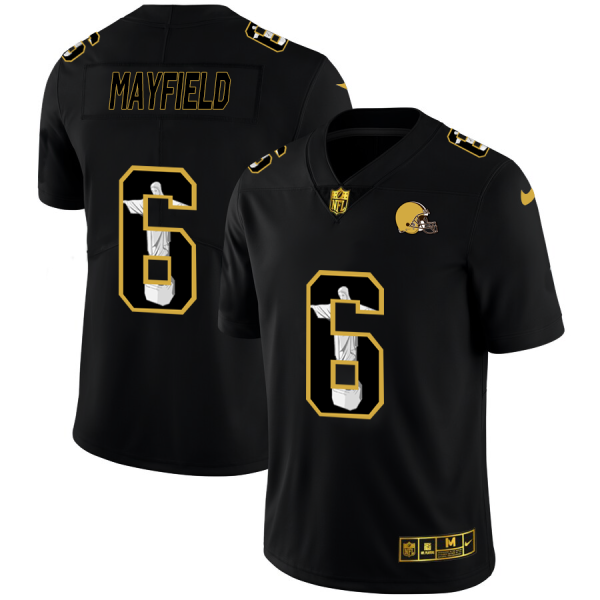 Cleveland Browns #6 Baker Mayfield Men's Nike Carbon Black Vapor Cristo Redentor Limited NFL Jersey - Custom Name