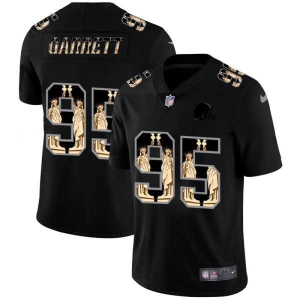 Cleveland Browns #95 Myles Garrett Carbon Black Vapor Statue Of Liberty Limited NFL Jersey - Custom Name