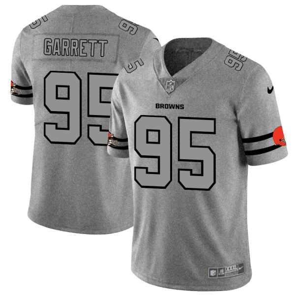 Cleveland Browns #95 Myles Garrett Men's Nike Gray Gridiron II Vapor Untouchable Limited NFL Jersey - Custom Name